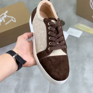 Christian Louboutin Two-Tone Suede and Canvas Lifestyle Sneaker