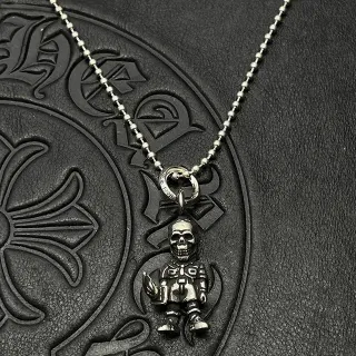 Chrome Hearts Armored Skull Skeleton Pendant Necklace