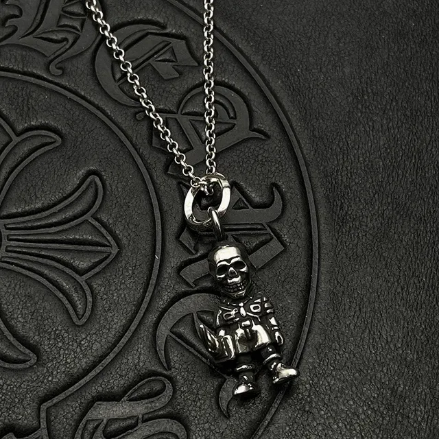 Chrome Hearts Armored Skull Skeleton Pendant Necklace 3