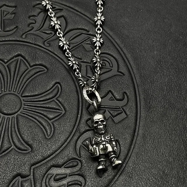 Chrome Hearts Armored Skull Skeleton Pendant Necklace 4