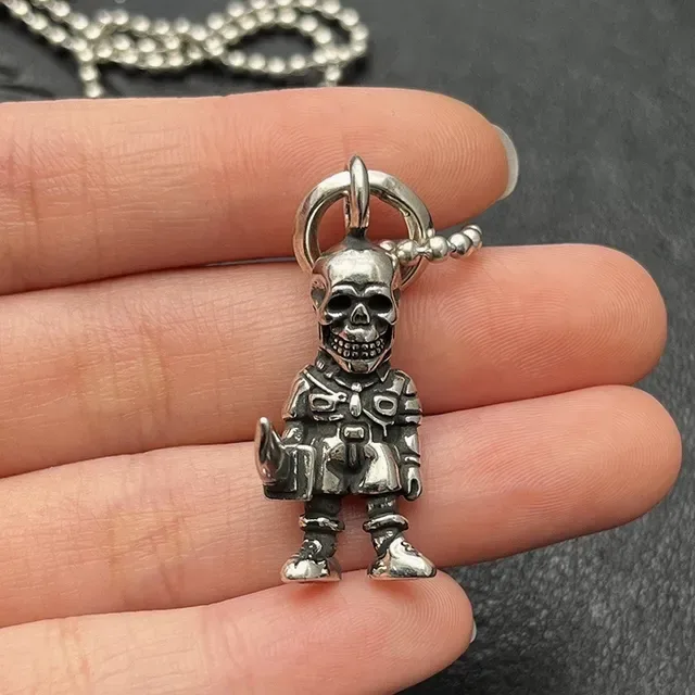 Chrome Hearts Armored Skull Skeleton Pendant Necklace 7