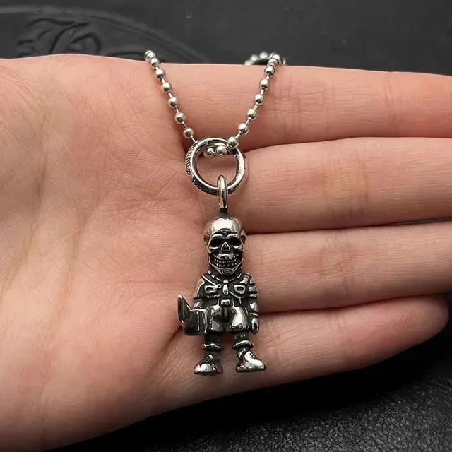 Chrome Hearts Armored Skull Skeleton Pendant Necklace 8