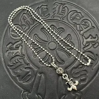 Chrome Hearts Ball-Chain Fleur-de-Lis Pendant Necklace