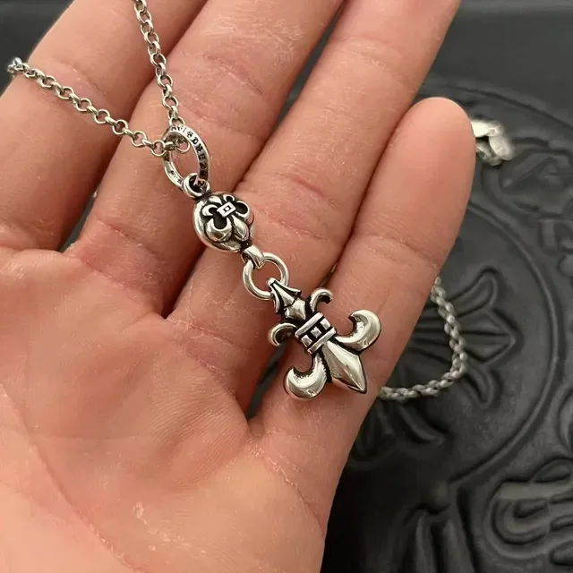Chrome Hearts Ball-Chain Fleur-de-Lis Pendant Necklace 4