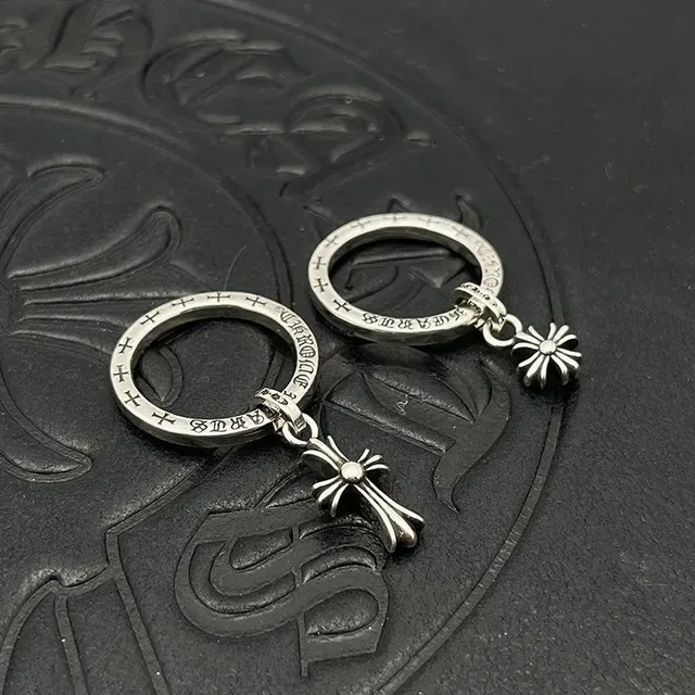 Chrome Hearts Anéis de Prata Gravados com Cruz e Floral 8