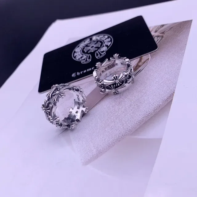 Chrome Hearts Cross Crown Motif Silver Rings 3