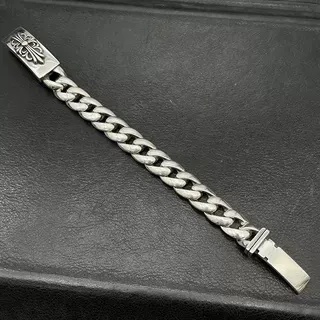 Chrome Hearts Cross Curb-Link Silver Bracelets 2