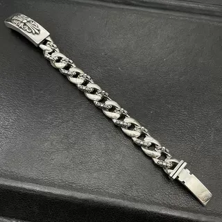 Chrome Hearts Cross Curb-Link Silver Bracelets 3