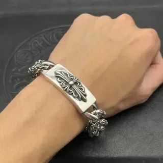Chrome Hearts Cross Curb-Link Silver Bracelets 7