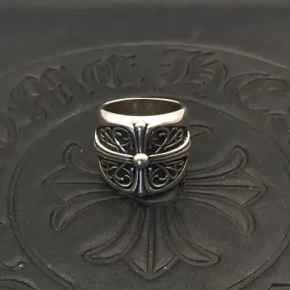 Chrome Hearts Cross Filigree Ring Silver Ornate Wide Band Ring