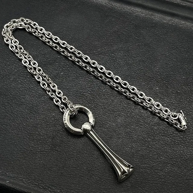 Chrome Hearts Cross Pendant Polished Silver Necklace 4