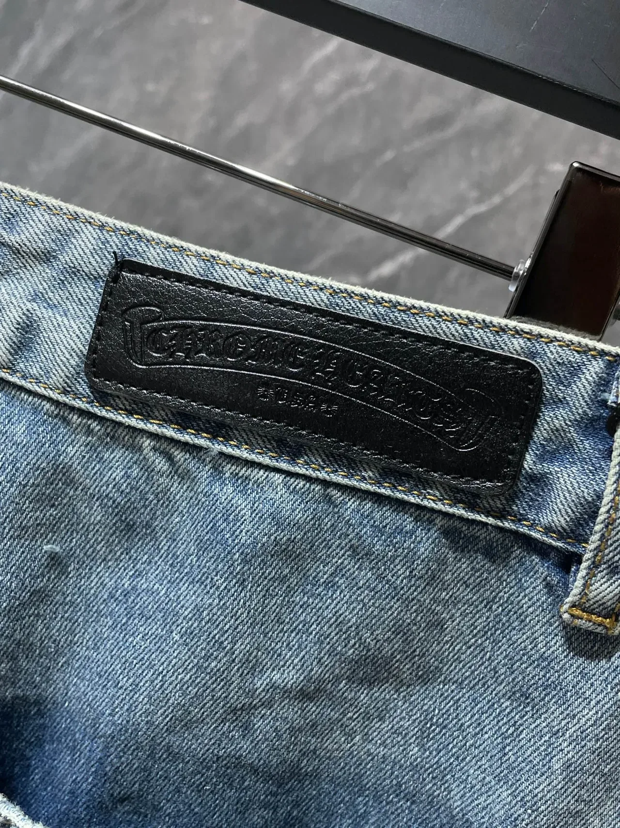 Chrome Hearts Distressed Patched Cross Embroidery Denim Shorts 7