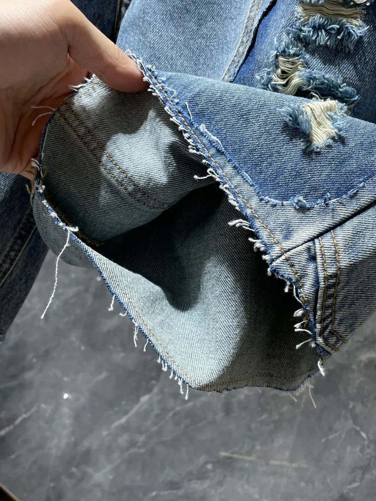 Chrome Hearts Distressed Patched Cross Embroidery Denim Shorts 9