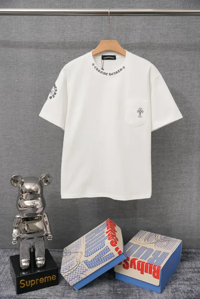 Chrome Hearts Embroidered Collar Cross Logo Black T-Shirt 3
