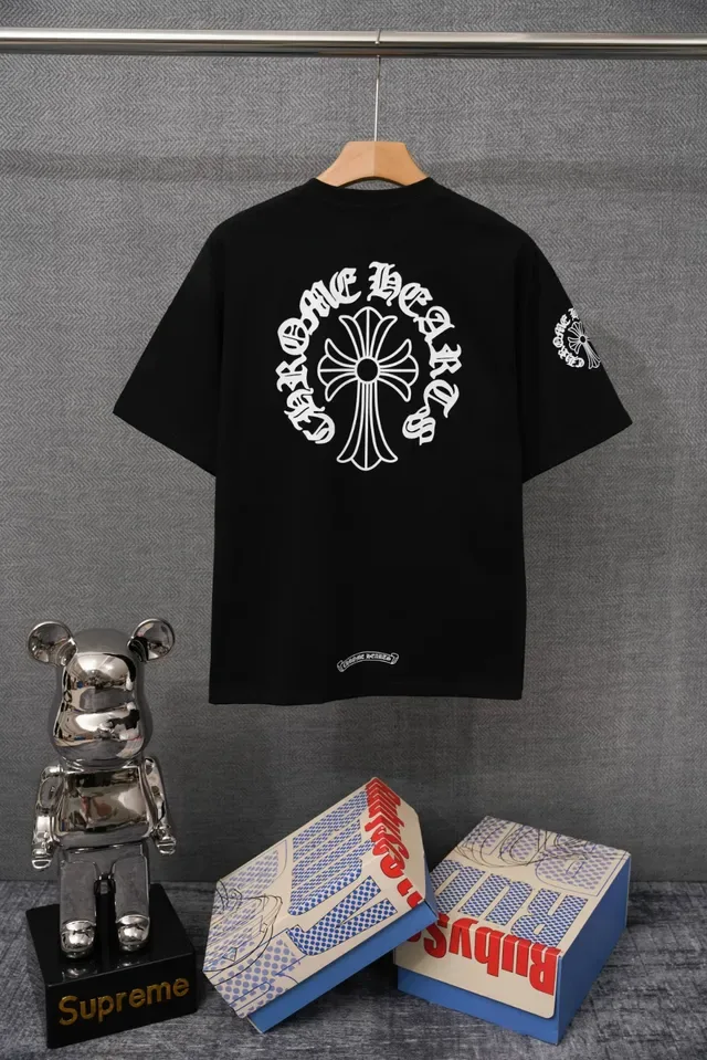 Chrome Hearts Embroidered Collar Cross Logo Black T-Shirt 4