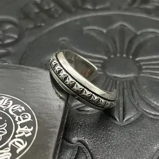 Chrome Hearts Floral Spinner Ring Silver Black Ring
