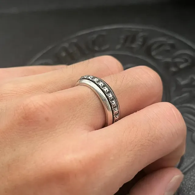 Chrome Hearts Floral Spinner Ring Silver Black Ring 2