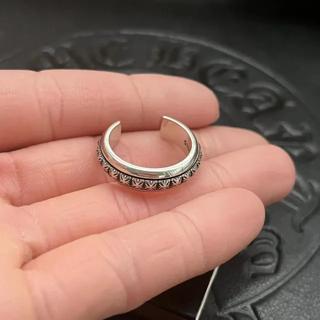 Chrome Hearts Floral Spinner Ring Silver Black Ring 5