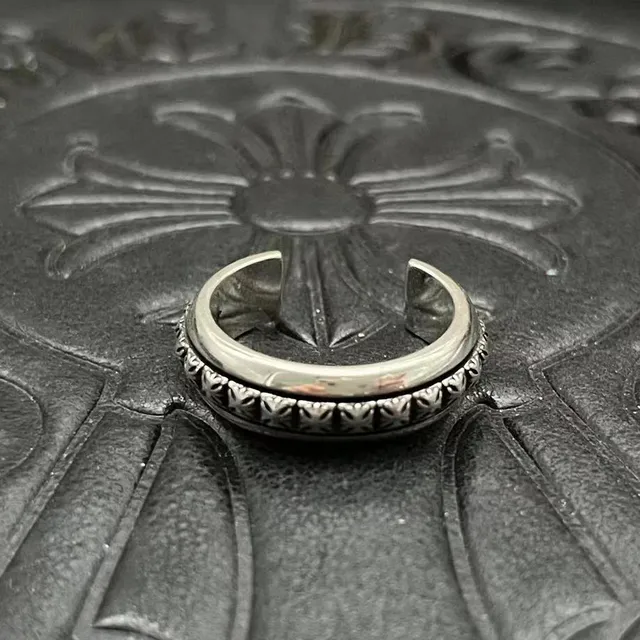 Chrome Hearts Floral Spinner Ring Silver Black Ring 6