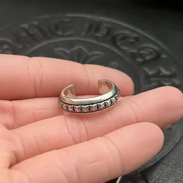 Chrome Hearts Floral Spinner Ring Silver Black Ring 7