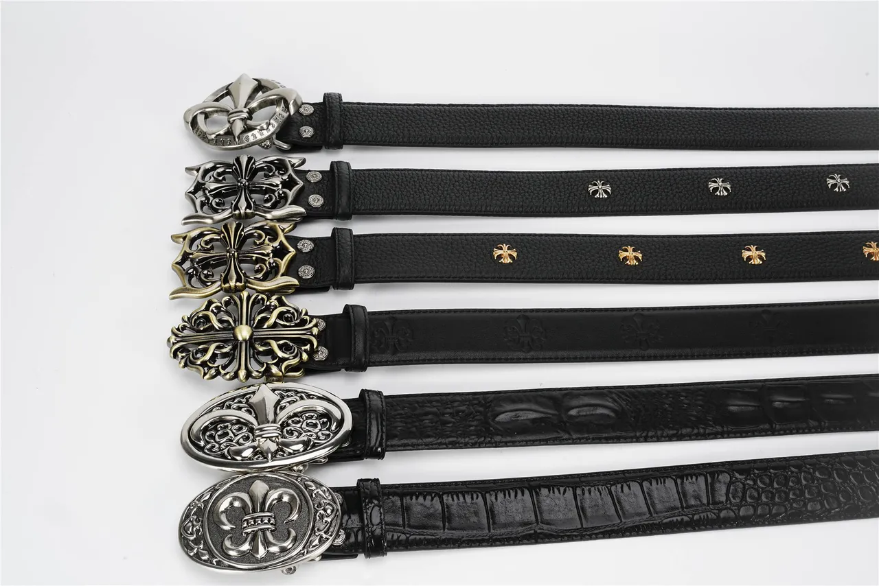 Chrome Hearts Fivela de Cruz Gótico Cinto de Couro Preto 2