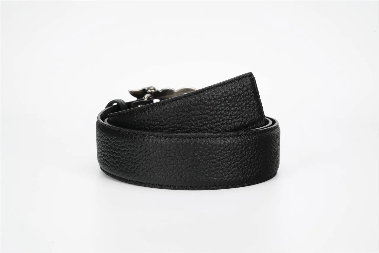 Chrome Hearts Fivela de Cruz Gótico Cinto de Couro Preto 5