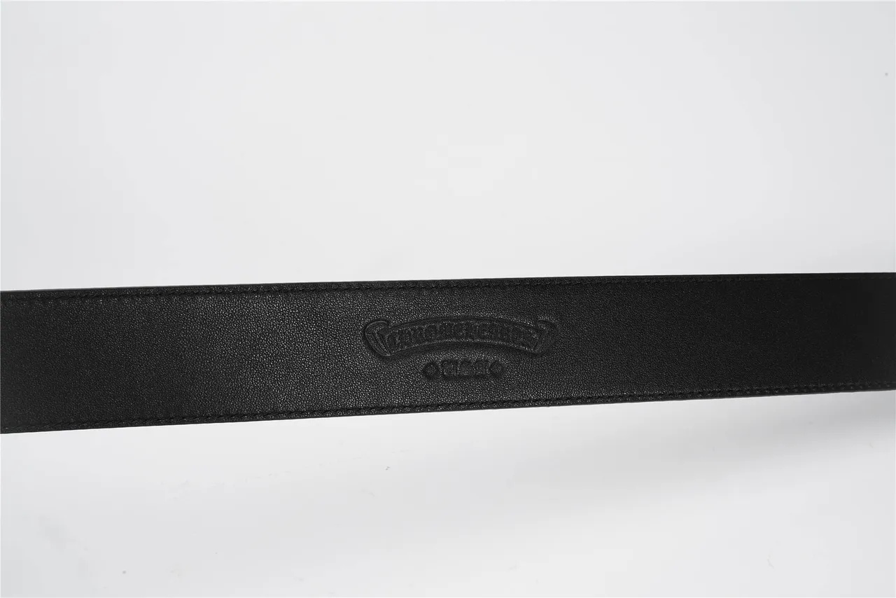 Chrome Hearts Fivela de Cruz Gótico Cinto de Couro Preto 9