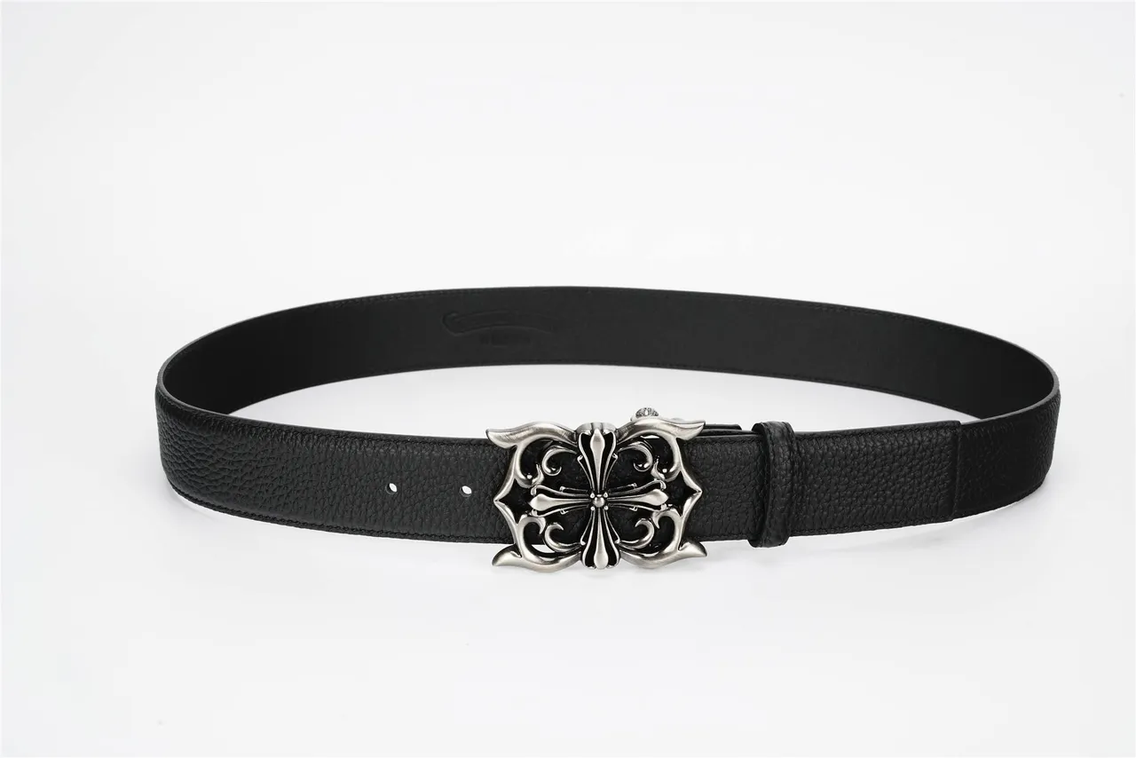 Chrome Hearts Fivela de Cruz Gótico Cinto de Couro Preto 11
