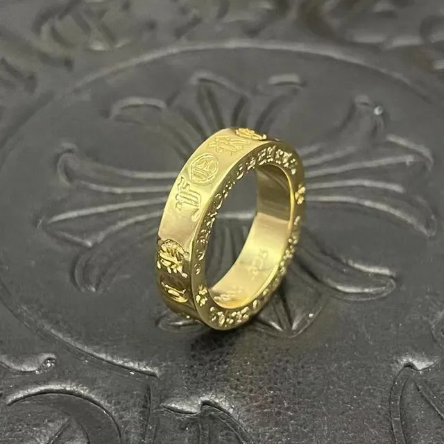 Chrome Hearts Script Band Ring Gold Tone Rings 6