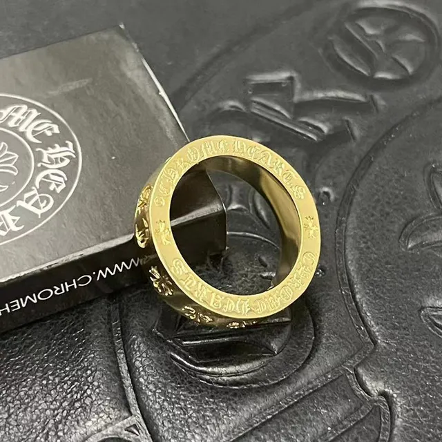 Chrome Hearts Script Band Ring Gold Tone Rings 7