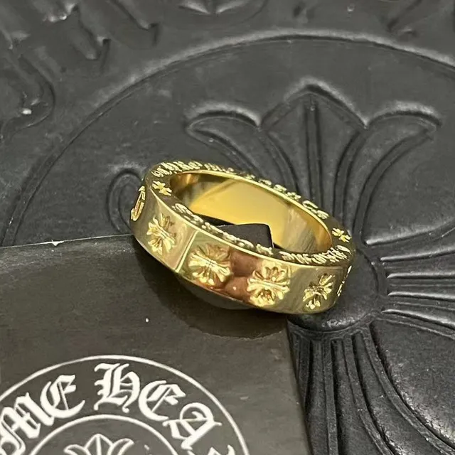 Chrome Hearts Script Band Ring Gold Tone Rings 8