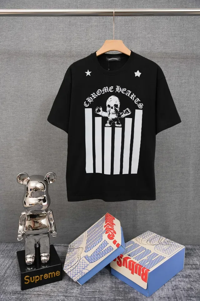 Chrome Hearts Skull and Bars Graphic Off-White T-Shirt 3