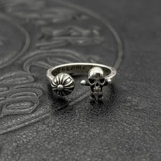 Chrome Hearts খুলি ও ওর্ব সিলভার Open-Shank তিন মাত্রিক চিত্র রিং