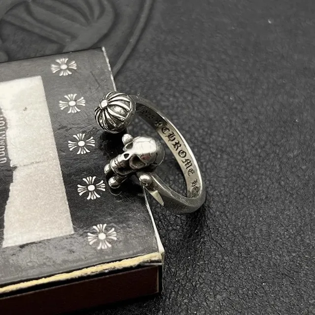 Chrome Hearts খুলি ও ওর্ব সিলভার Open-Shank তিন মাত্রিক চিত্র রিং 4