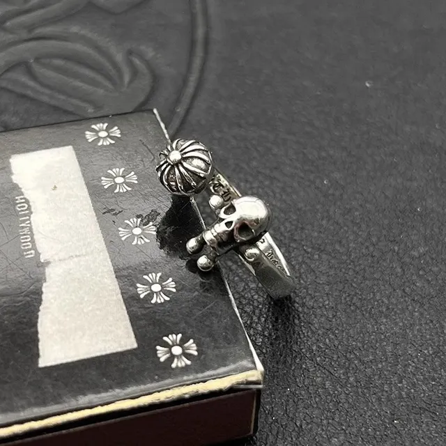 Chrome Hearts খুলি ও ওর্ব সিলভার Open-Shank তিন মাত্রিক চিত্র রিং 5
