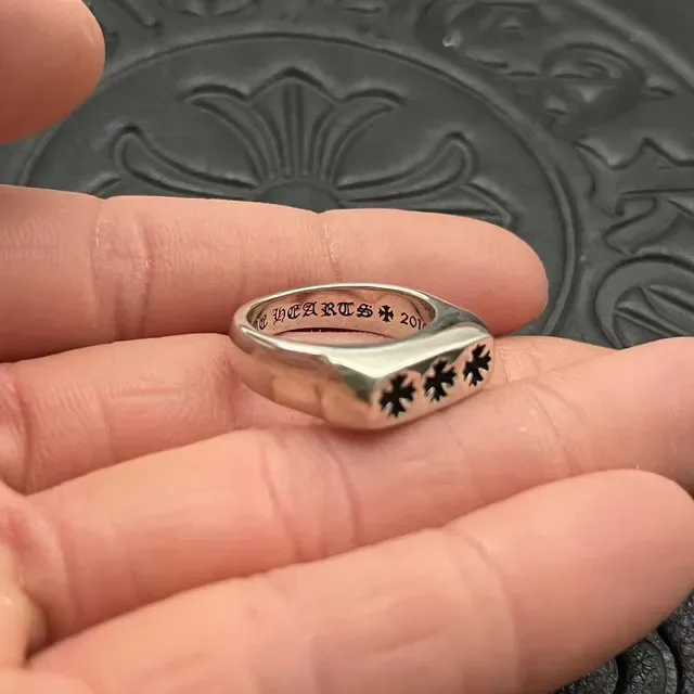 Chrome Hearts Three Crosses Polished Silver Ring 4