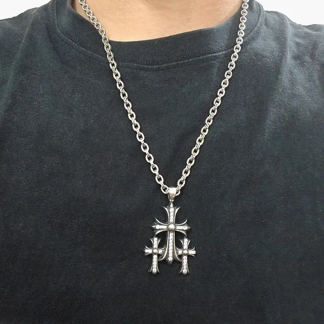 Chrome Hearts Triple Cross Pavé Silver-Tone collier 3
