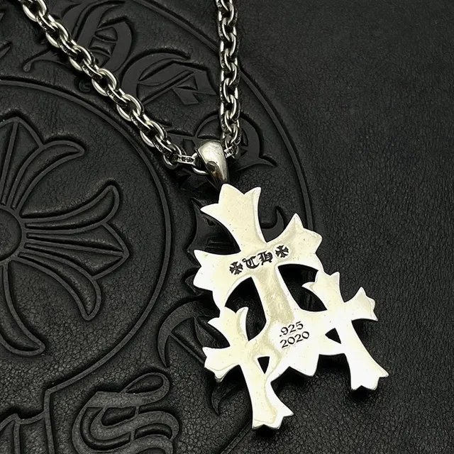 Chrome Hearts Triple Cross Pavé Silver-Tone collier 4