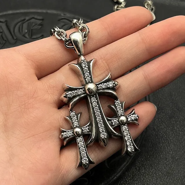 Chrome Hearts Triple Cross Pavé Silver-Tone collier 5