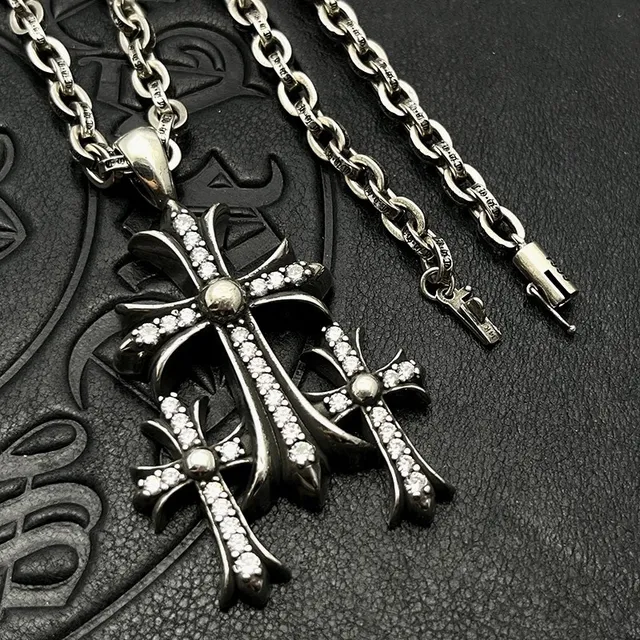 Chrome Hearts Triple Cross Pavé Silver-Tone collier 7