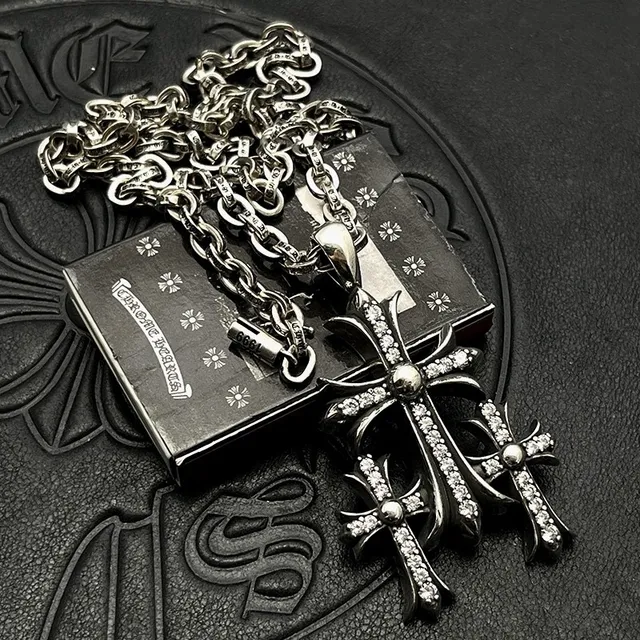 Chrome Hearts Triple Cross Pavé Silver-Tone collier 8