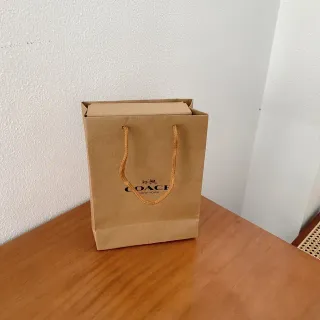 Coach Brown Beige Kraft Paper Rope Handles Handbag