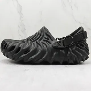 Crocs Black Molded Foam Sculpted Wave Ridges Clog