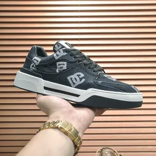 DC Shoes Black White Monogrammed Denim Upper Chunky Midsole Lifestyle Sneakers