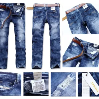Diesel Distressed Medium-Wash Straight-Leg Jeans