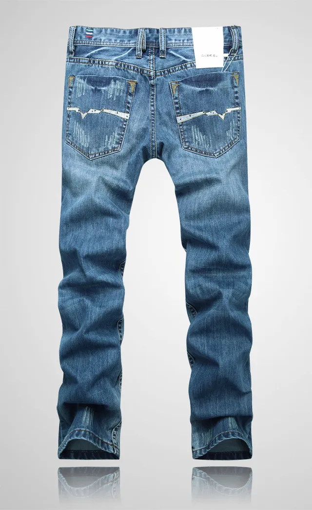 Diesel Distressed Slim-Straight Medium-Wash Blue Jeans 3