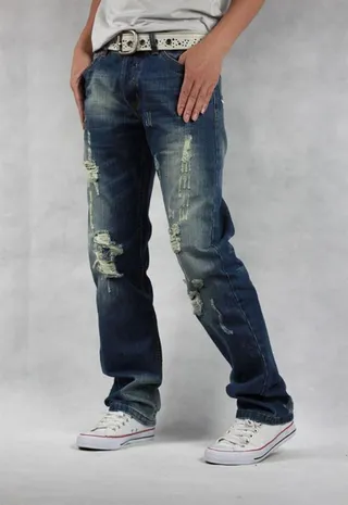 Diesel Distressed Slim-Straight Medium-Wash Blue Jeans 7