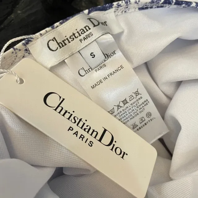 Christian Dior Maillot de bain High-Cut imprimé Toile blanc et bleu 2