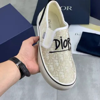 Dior B23 Beige Monogram Script Slip-On Lifestyle Sneakers