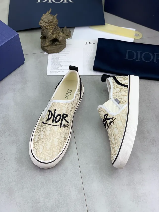 Dior B23 Beige Monogram Script Slip-On Lifestyle Sneakers 5